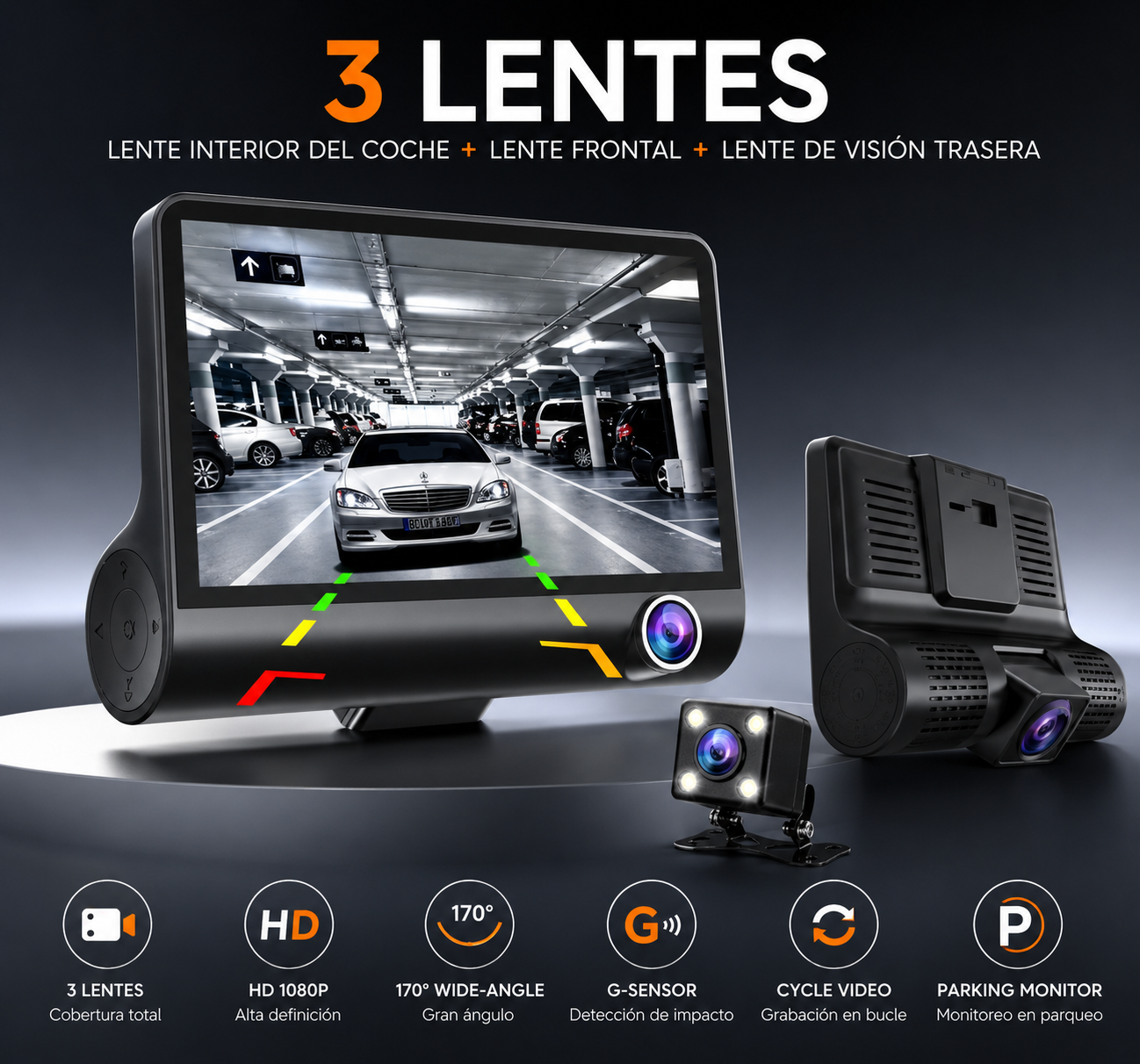 Protege Tu Vehículo 24/7 Con La Cámara DVR 3 Lentes Más Completa De Colombia